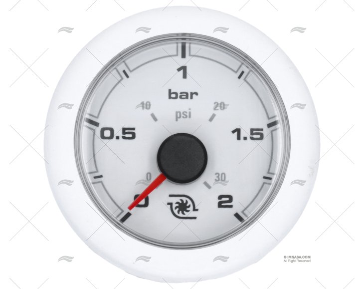 WHITE OL PRESSURE GAUGE 12/24V 2 BAR 52m VDO