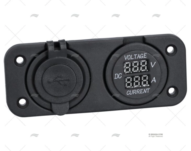 DOUBLE USB SOCKET+ VOLTIMETER AMMETER