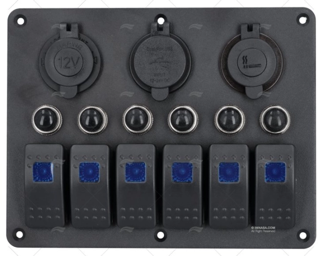 PANEL ELECTRICO LED 12V ON/OFF +usb+toma