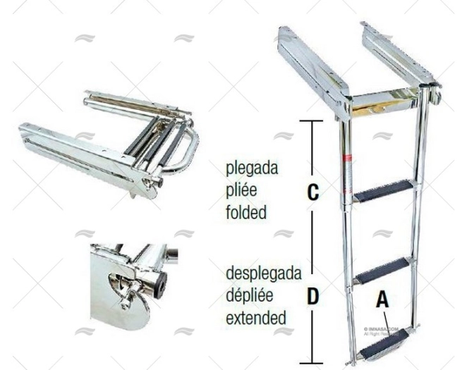 ESCALERA INOX AJUST. C/CIERRE 3P. 254mm