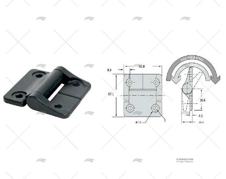 SYMETRICAL  HINGE BLACK ALU E6-10-400-50