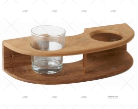 TEAK GLASS HOLDER (2) WALL MOUNTING  D.7 ARC MARINE