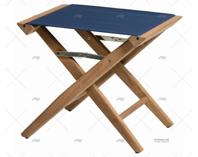 TEAK STOOL CANVAS NAVY BLUE ARC MARINE