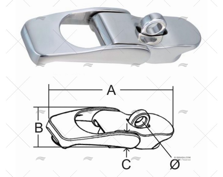 OVER CENTER LATCH W/EYE INOX 316 MARINE TOWN