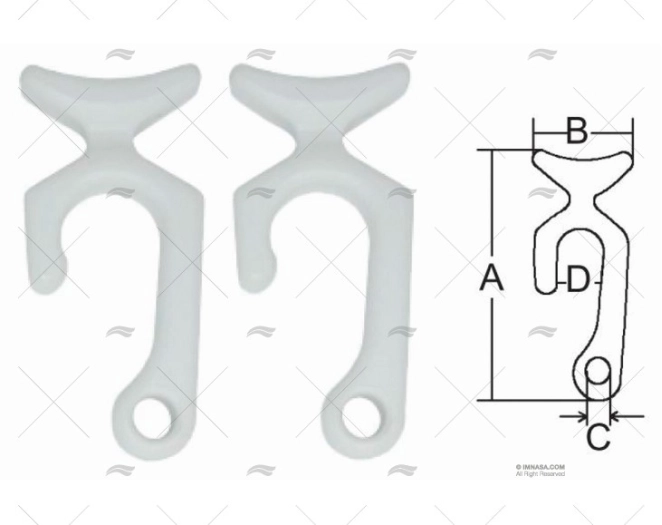 RAIL MOUNT FENDER HOOK (2U) MARINE TOWN