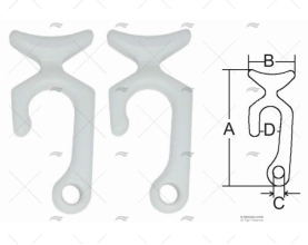 RAIL MOUNT FENDER HOOK (2U) MARINE TOWN