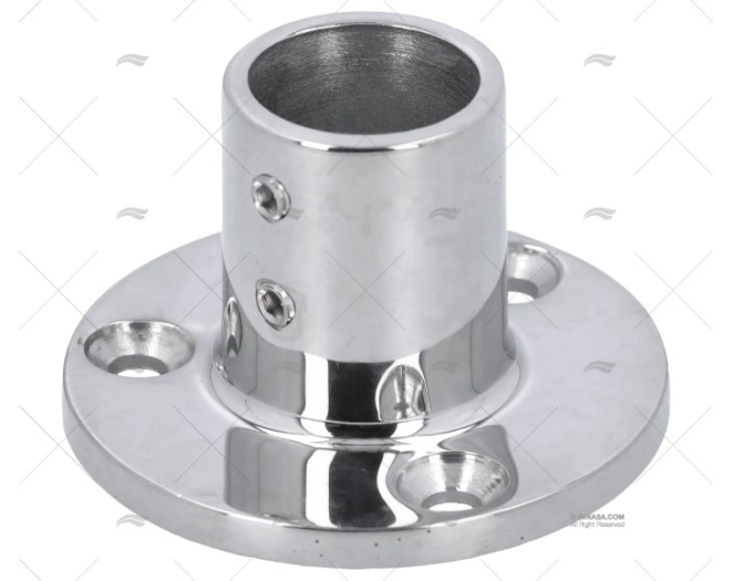 PLATINE 90º BASE RONDE INOX 25MM