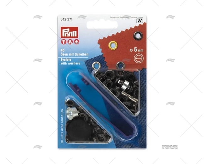 OEILLET LAITON NOIR MAT 5mm (40) PRYM