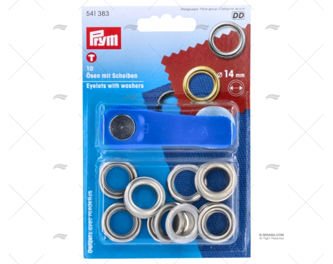 EYELET CHROMATED BRASS 14mm (10) PRYM