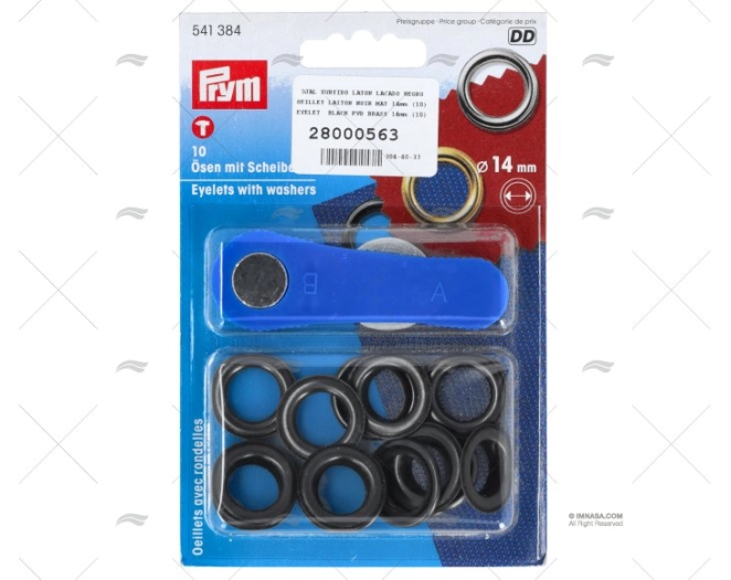 EYELET  BLACK PVD BRASS 14mm (10) PRYM