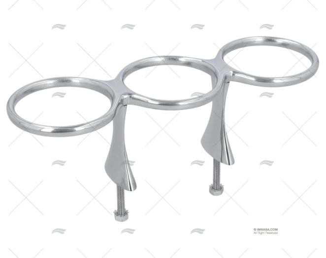 SUPPORT VERRE X 3 INOX 316 A/TIGE 82mm