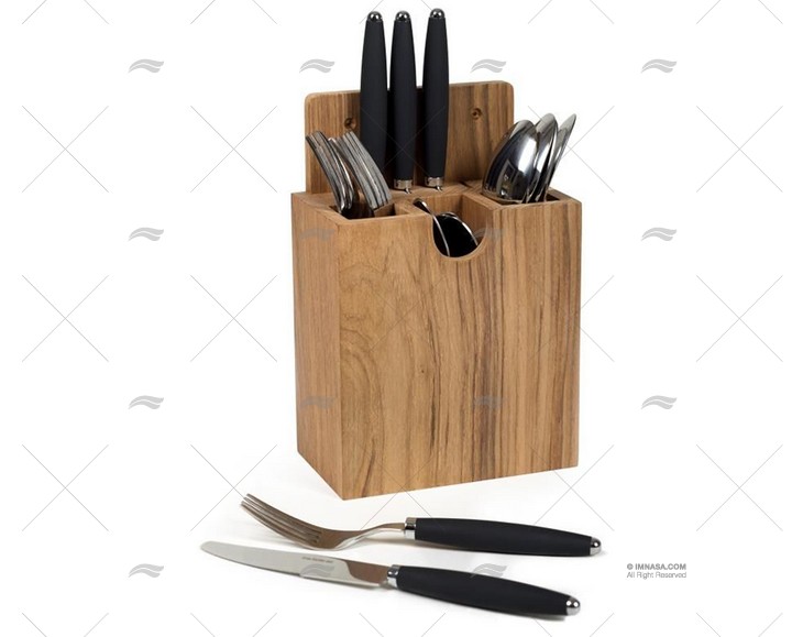 TEAK CUTLERY HOLDER