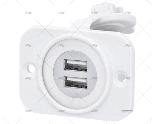 PINO DUPLO USB BRANCO 12V MARINCO