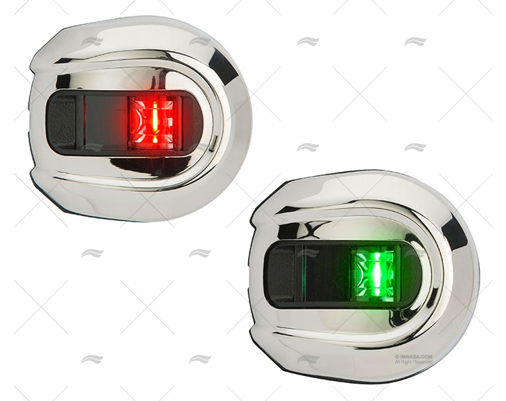 NAV LIGHT ROUND RED/GREEN PAIR INOX V 2N