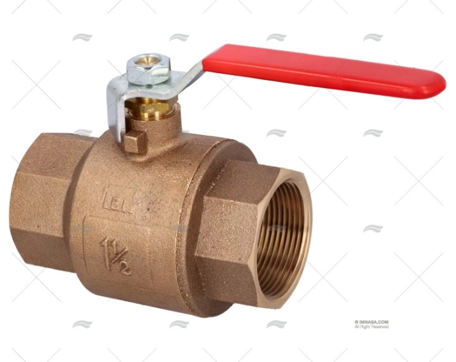 BRONCE BALL VALVE FULL FLOW  1 1/2" GUIDI