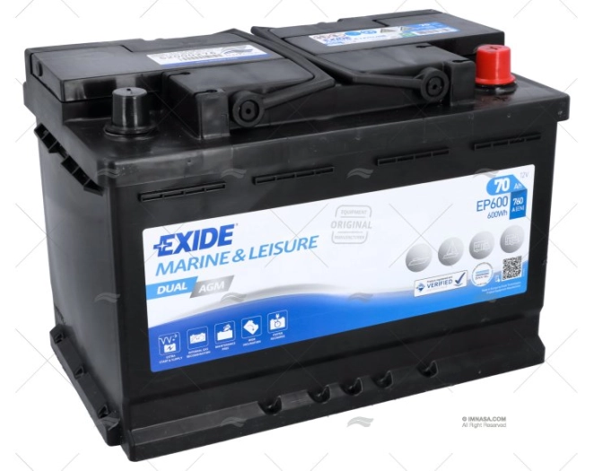 BATERIA  70A AGM EXIDE DUAL MARINE