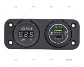 DUAL USB TYPE A/C WITH VOLTMETER