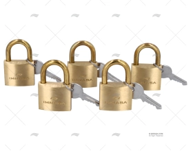 PADLOCK BRASS 40 + 20mm PACK OF 5 IMNASA