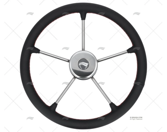 WHEEL 400mm LEATH. BLACK W/RED SEWING IMNASA