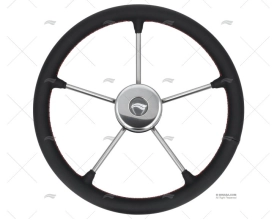 WHEEL 400mm LEATH. BLACK W/RED SEWING IMNASA