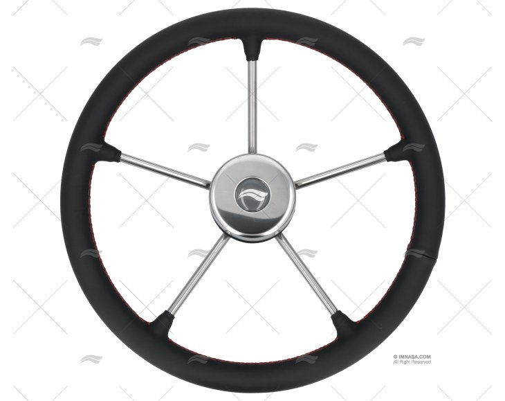 WHEEL 400mm LEATH. BLACK W/RED SEWING IMNASA