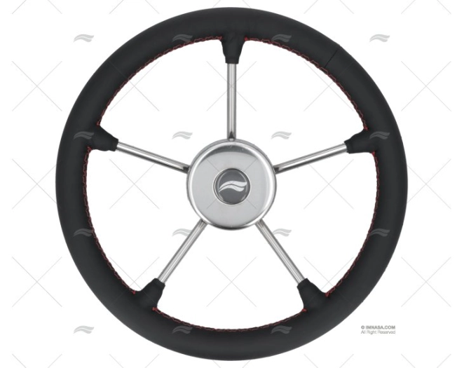 WHEEL 350mm LEATH. BLACK W/RED SEWING IMNASA