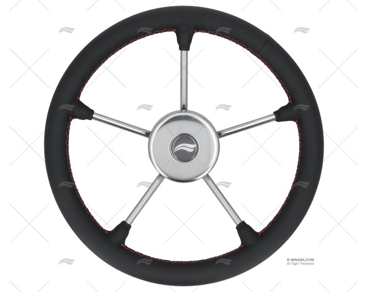 WHEEL 350mm LEATH. BLACK W/RED SEWING IMNASA