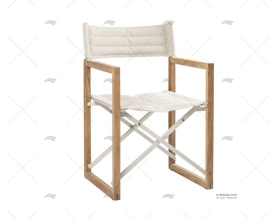 CHAISE DE DIREC. CARRÉ EN TECK CRÈME ARC MARINE