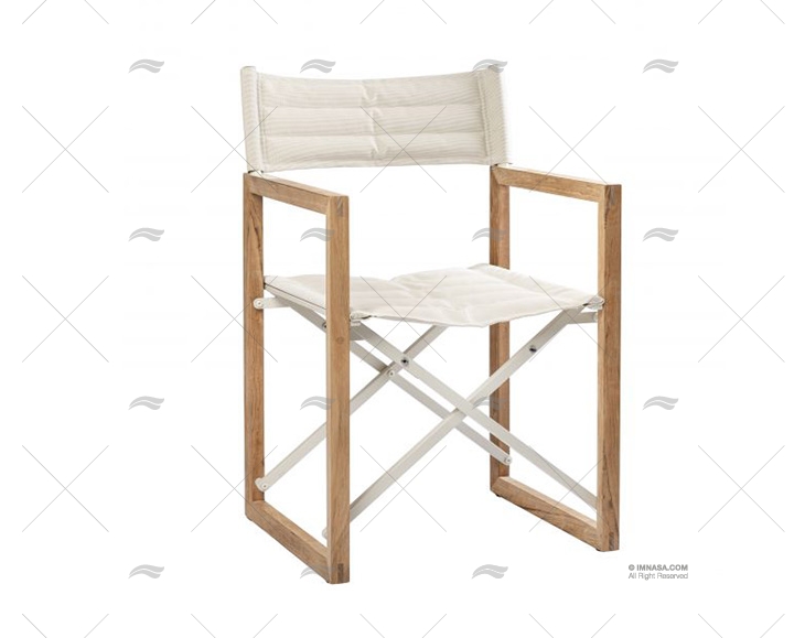 SQUARE TEAK DIRECTOR CHAIR CREAM ARC MARINE