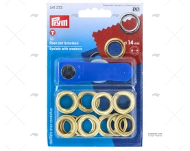 EYELETS IN BRASS 14mm 10 UNITS PRYM