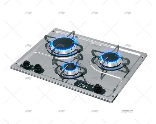 GAS COOKTOP S.S. 3 BURNERS CAN