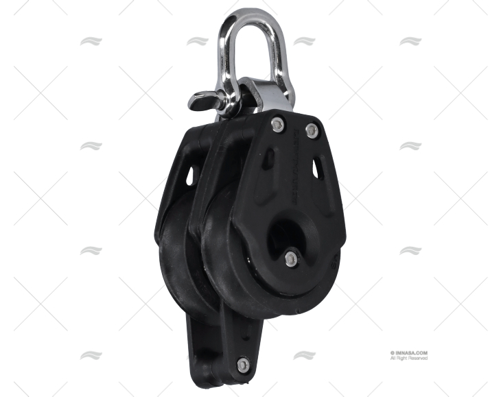 PULLEY 30mm DOUBLE WITH BLACK SUPPORT LEWMAR